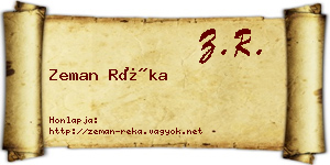 Zeman Réka névjegykártya